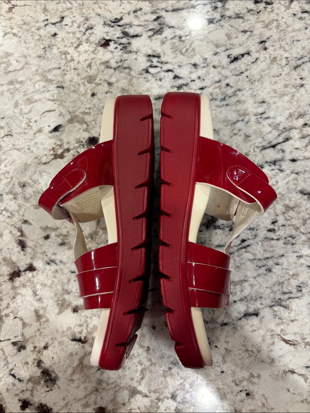 Alegria Red Patent Slide Sandals with Buckle Accents-Size 39- - Picture 3 of 8